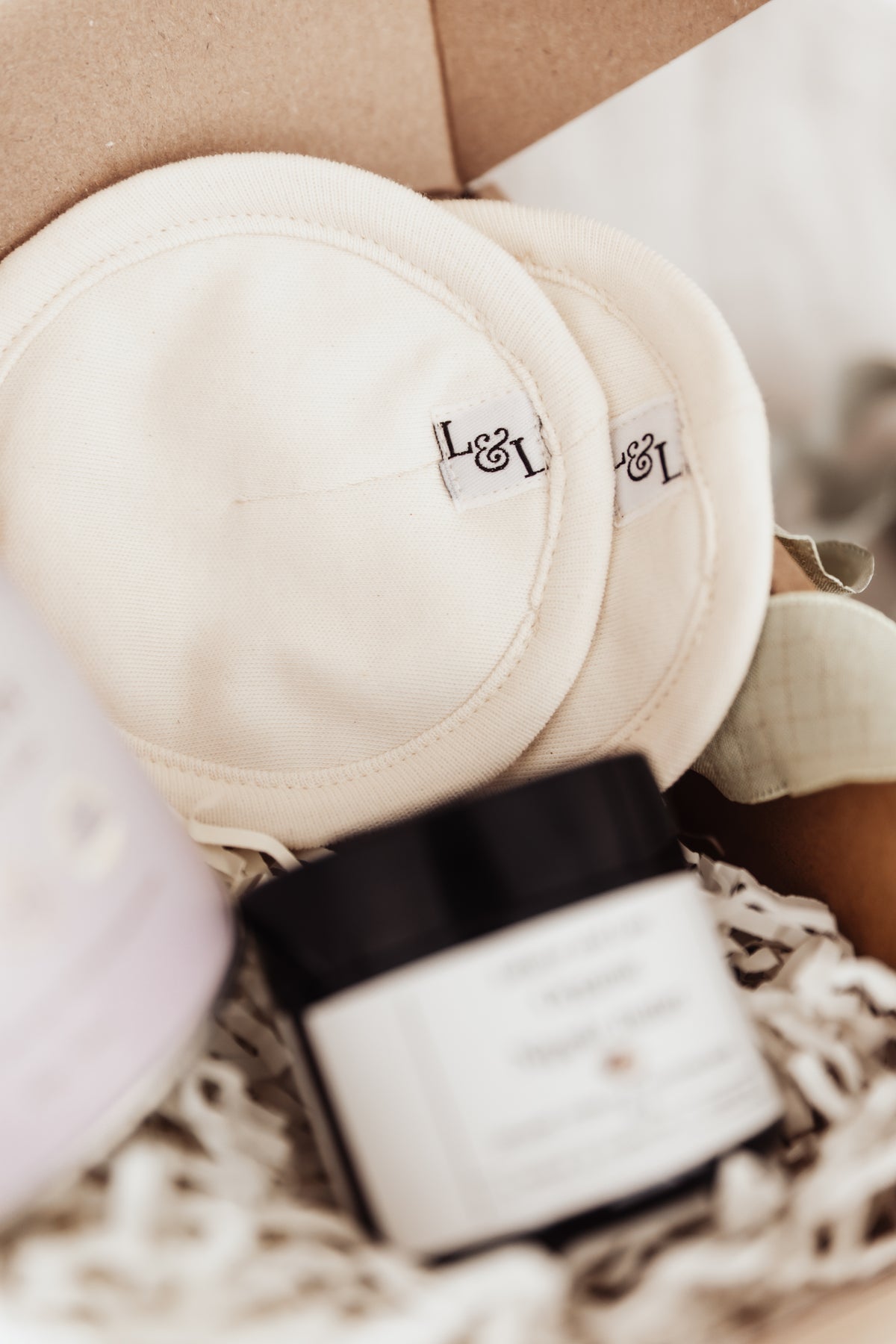 Reusable organic cotton breast pads from the Labour and Love Milk Moon breastfeeding gift box