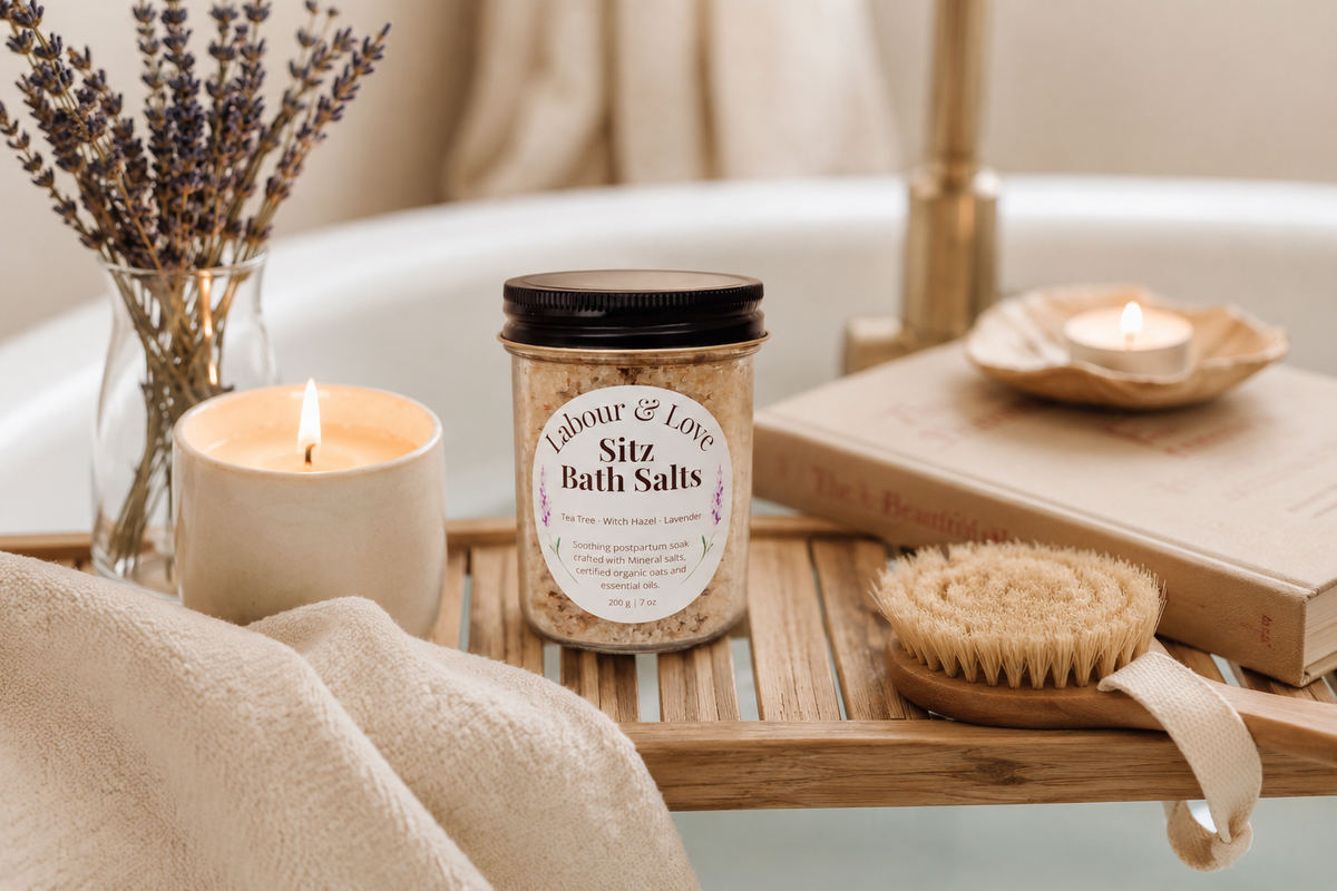 Labour & Love Lavender & Oat Sitz Bath Soak — organic postpartum bath salts to soothe recovery after birth, NZ