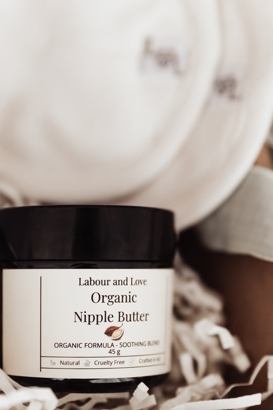 Jar of Labour and Love Organic Nipple Butter from the Milk Moon breastfeeding gift box