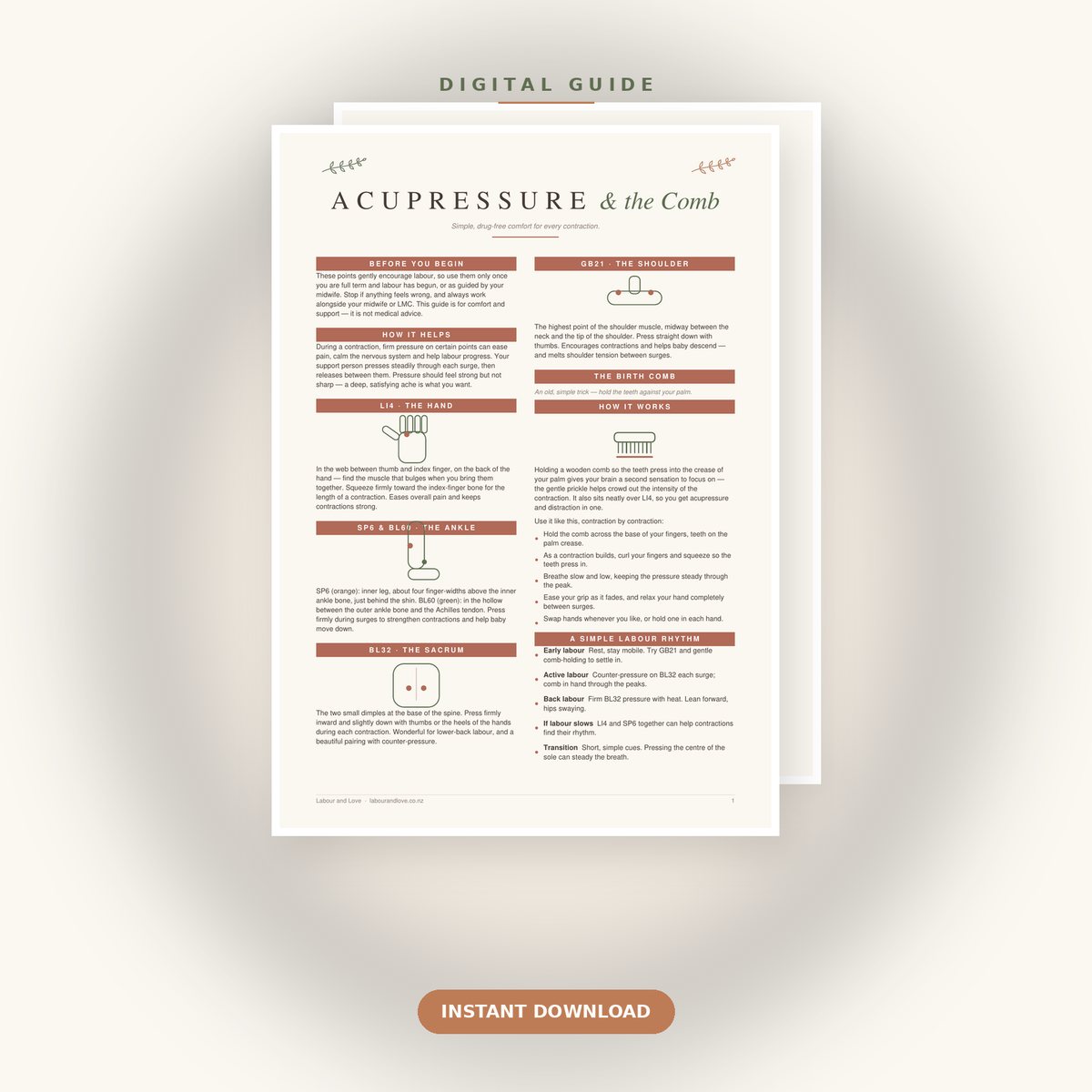 Acupressure & Birth Comb Guide | Digital PDF
