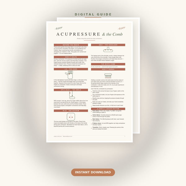 Acupressure & Birth Comb Guide | Digital PDF