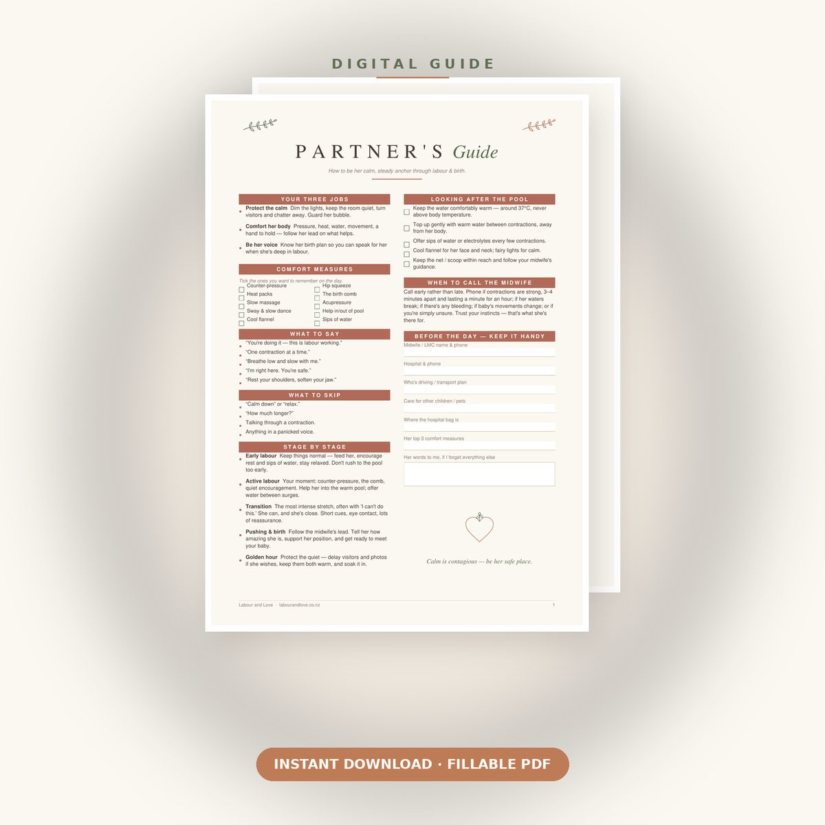 The Partner's Labour Support Guide | Digital PDF
