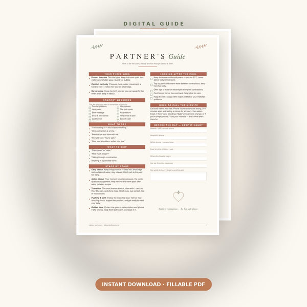 The Partner's Labour Support Guide | Digital PDF